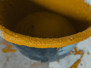 Resin flooring in a bucket